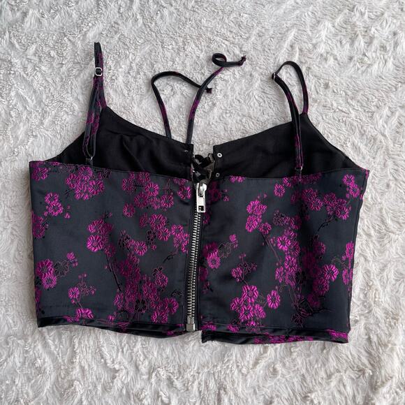 Dolls Kill Poster Girl undercover influencer‎ floral corset crop top lace-up M - Picture 9 of 16